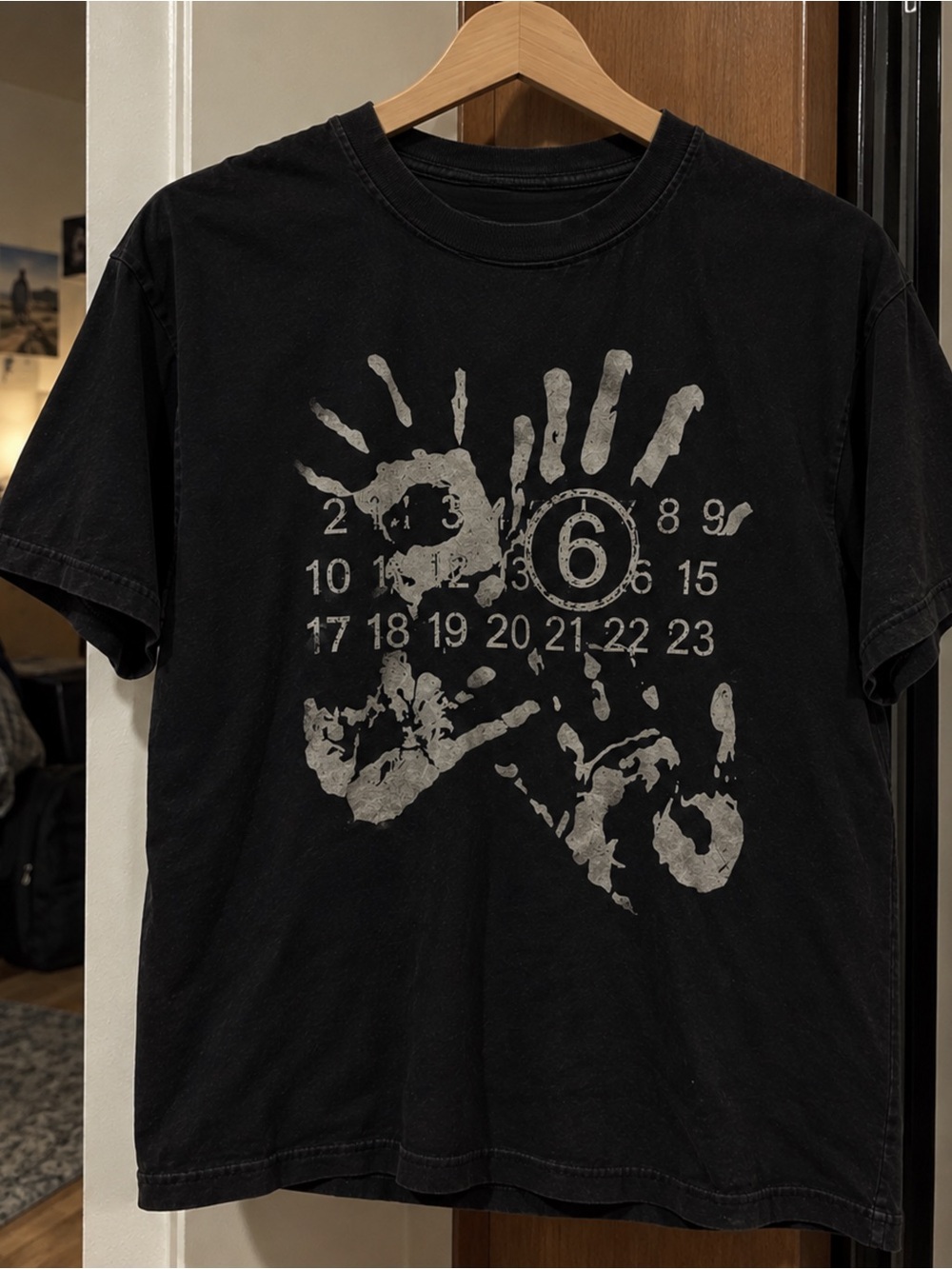 Gildan Black Short Sleeve Tee with Silver Handprint Graphic